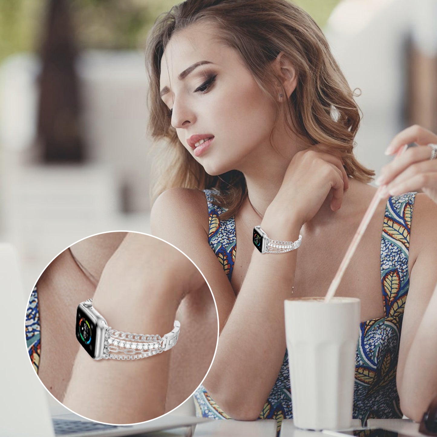 XIUDA Women Slim Chain Apple Watch Band Compatible for Apple Watch Band