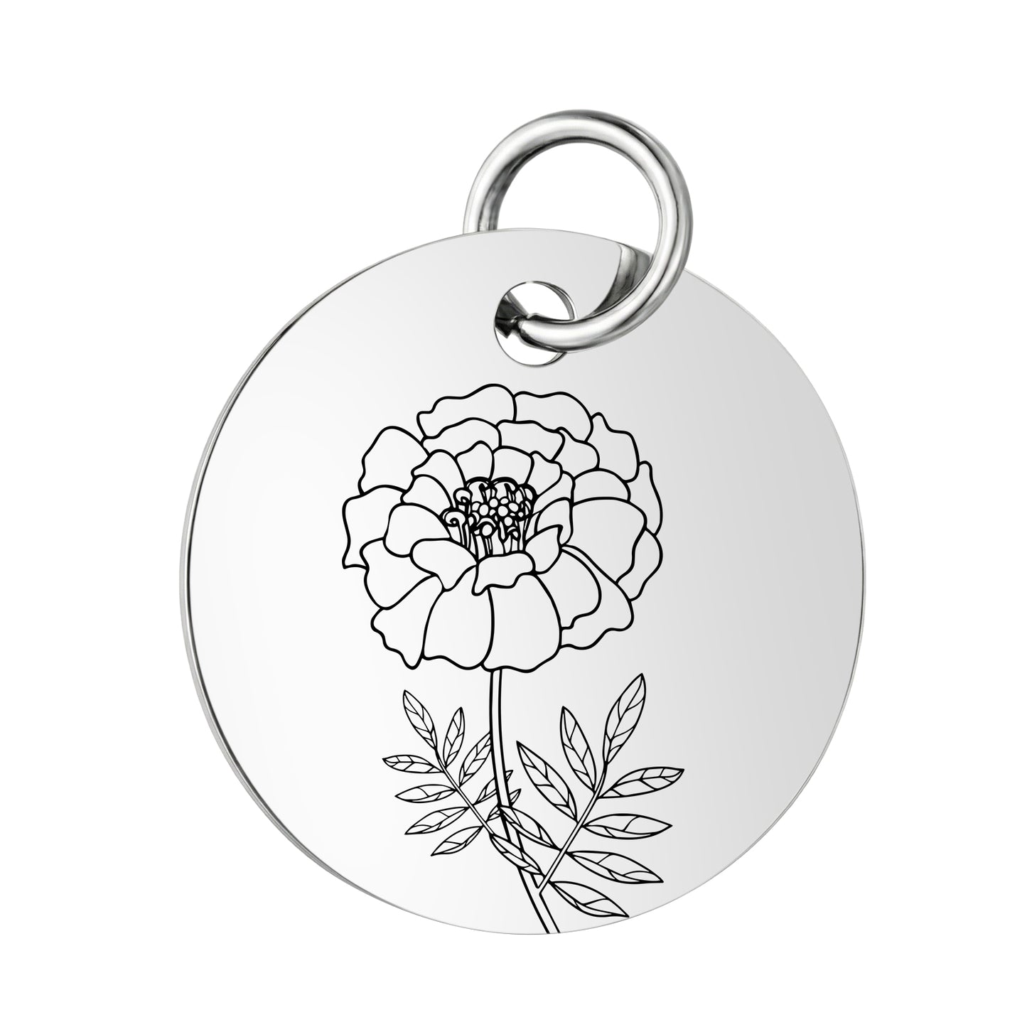PJ Birth Flower -Silver Round