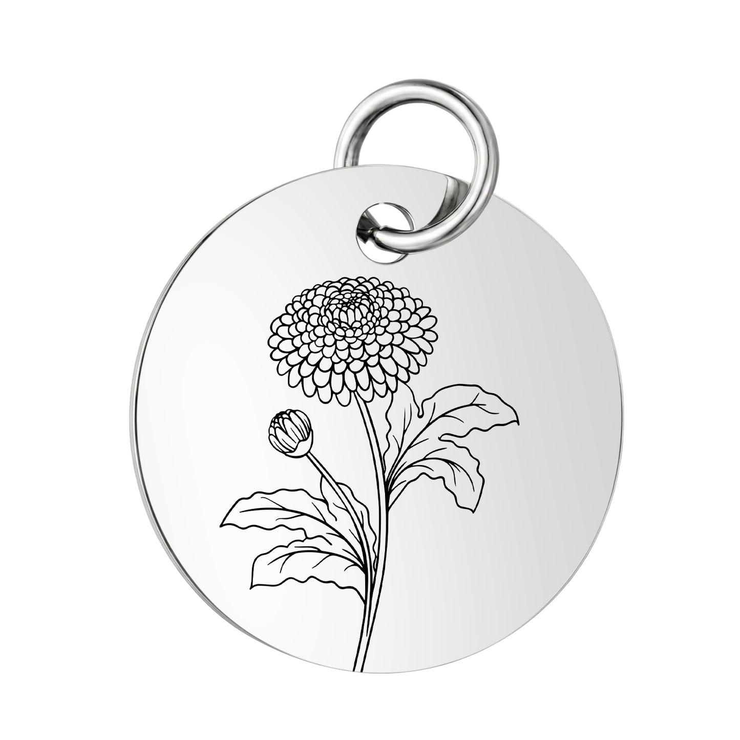 PJ Birth Flower -Silver Round