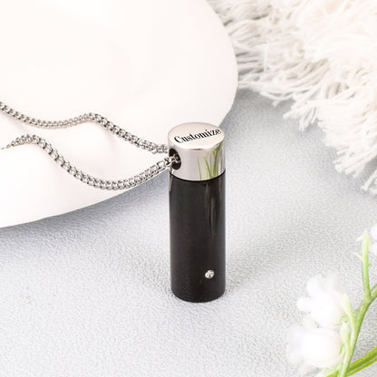 Black Cylinder Cremation Necklace