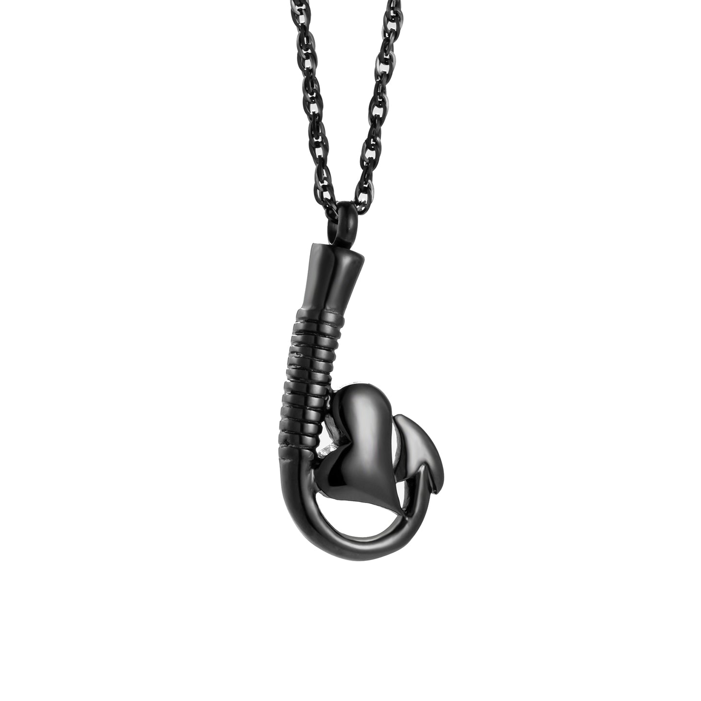 Fish Hook and Heart Cremation Necklace