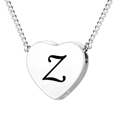 XIUDA Cremation Jewelry for Ashes Personalized Initial Heart Urn Necklace for Women Men Stainless Steel Keepsake Memorial Pendant for Human Ashes