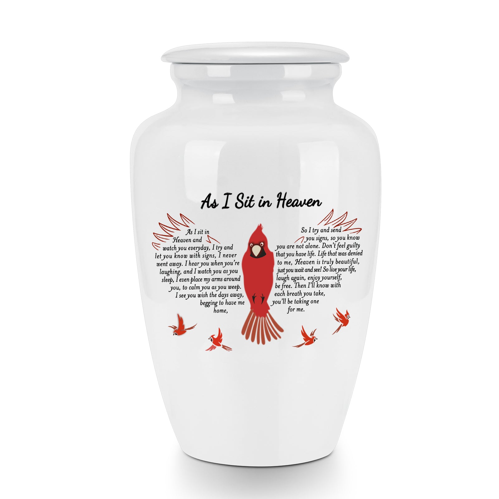10 Inches Red Bird Cremation Urns for Human Ashes Ceramic Keepsake