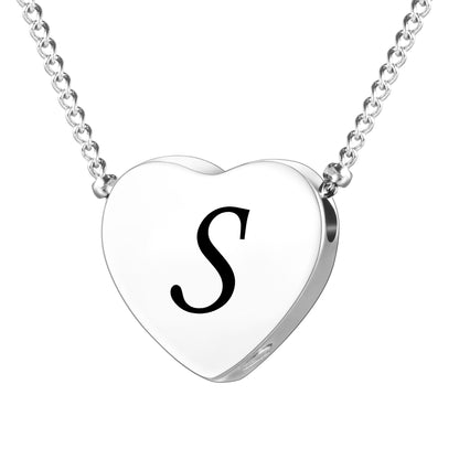 XIUDA Cremation Jewelry for Ashes Personalized Initial Heart Urn Necklace for Women Men Stainless Steel Keepsake Memorial Pendant for Human Ashes