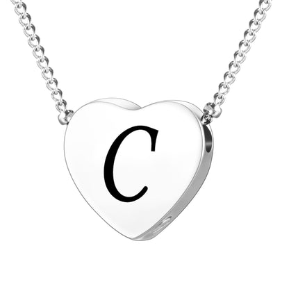 XIUDA Cremation Jewelry for Ashes Personalized Initial Heart Urn Necklace for Women Men Stainless Steel Keepsake Memorial Pendant for Human Ashes