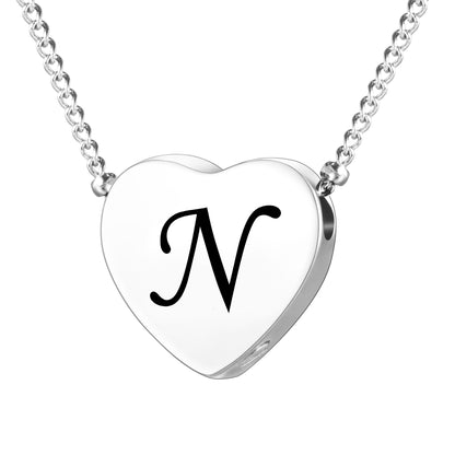 XIUDA Cremation Jewelry for Ashes Personalized Initial Heart Urn Necklace for Women Men Stainless Steel Keepsake Memorial Pendant for Human Ashes
