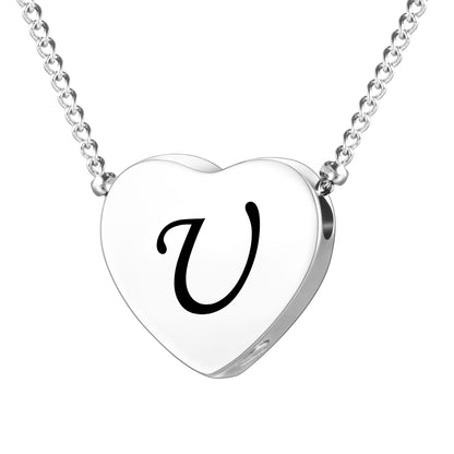 XIUDA Cremation Jewelry for Ashes Personalized Initial Heart Urn Necklace for Women Men Stainless Steel Keepsake Memorial Pendant for Human Ashes