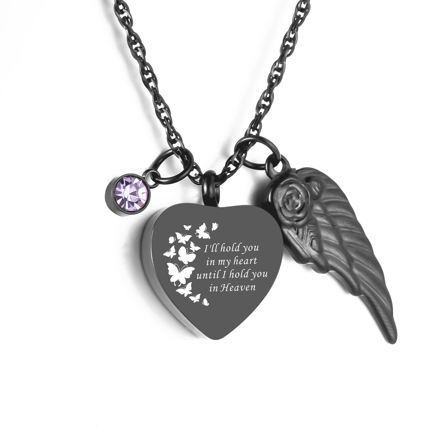 Dark Romantic Heart Memorial Necklace