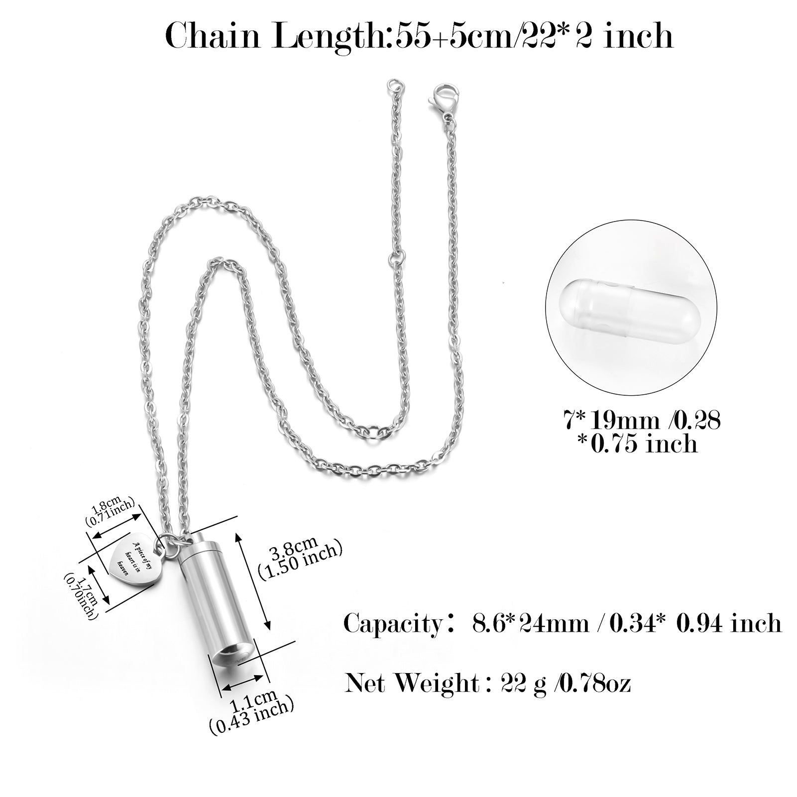 Cylindrical Memorial Necklace