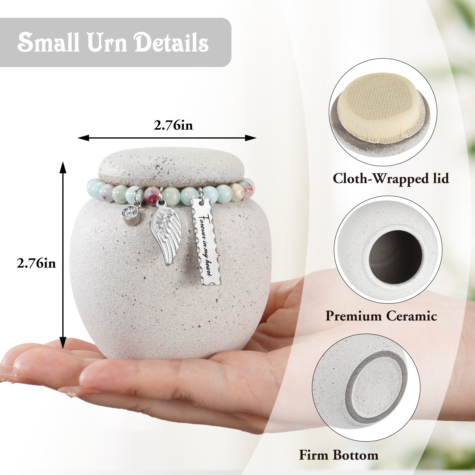 Ceramic 2.76 Inches Urn for Human Ashes Keepsake