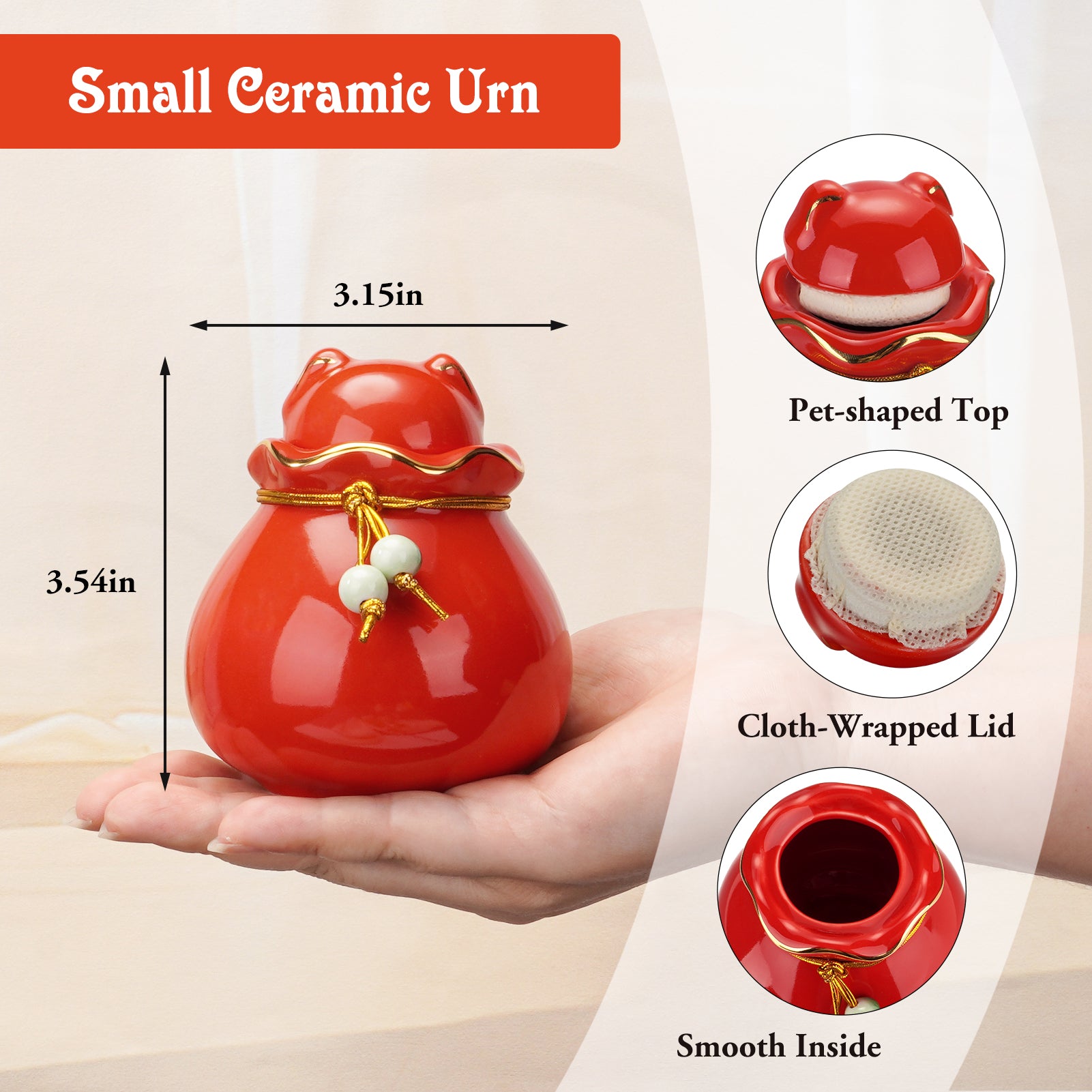 Ceramic Pet Memorial Urn for Cat or Dog