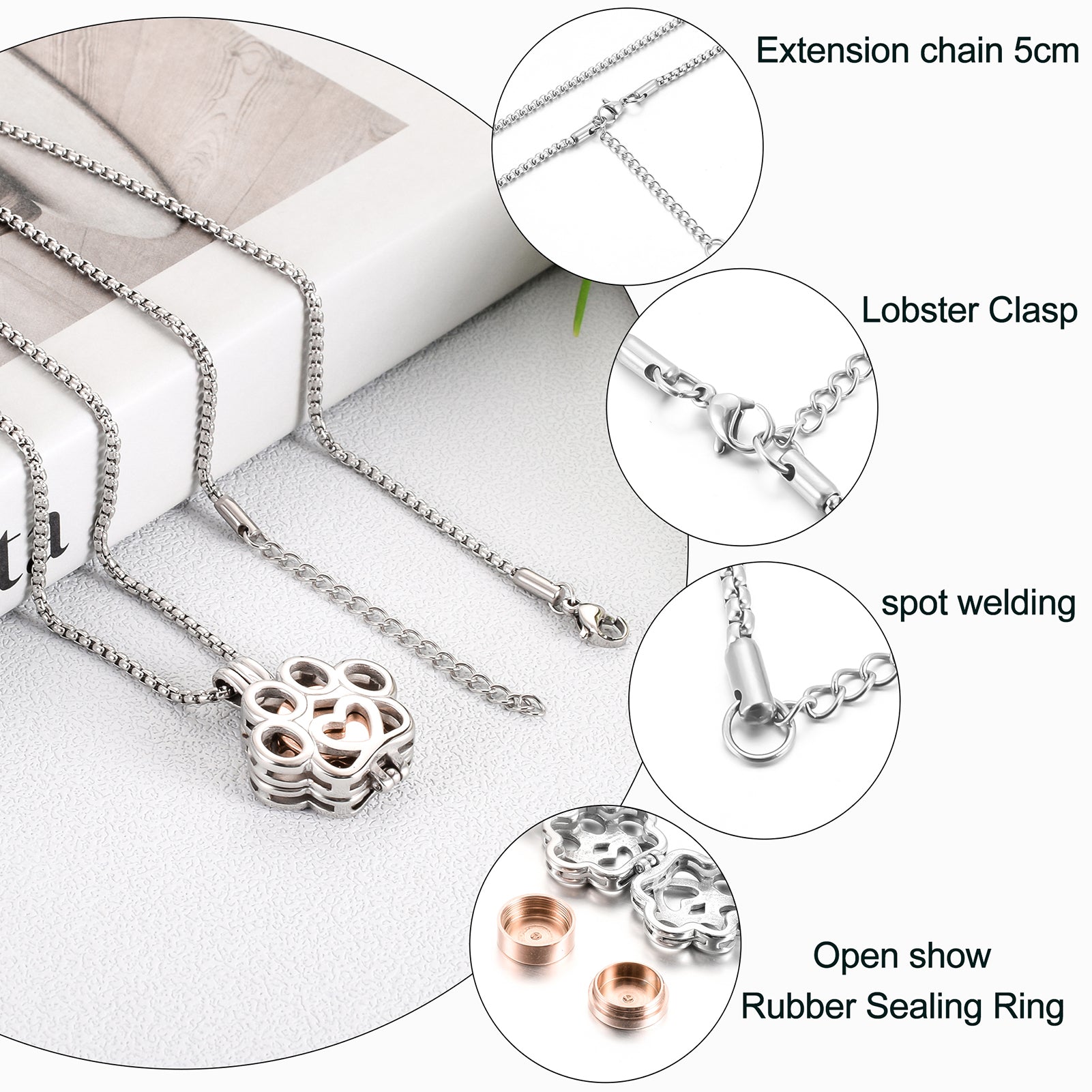 Rose Gold Eternity Paw Cremation Jewelry