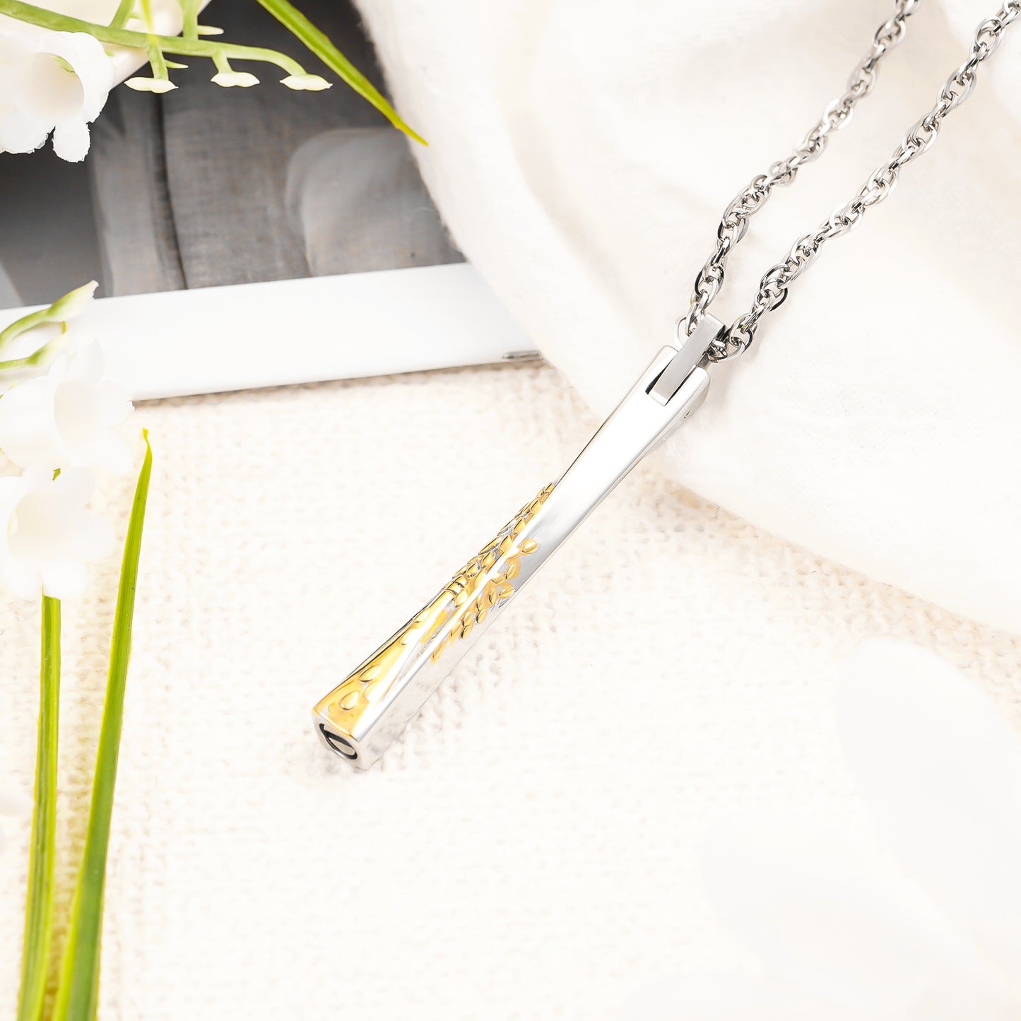 Menorah Bar Cremation Necklace