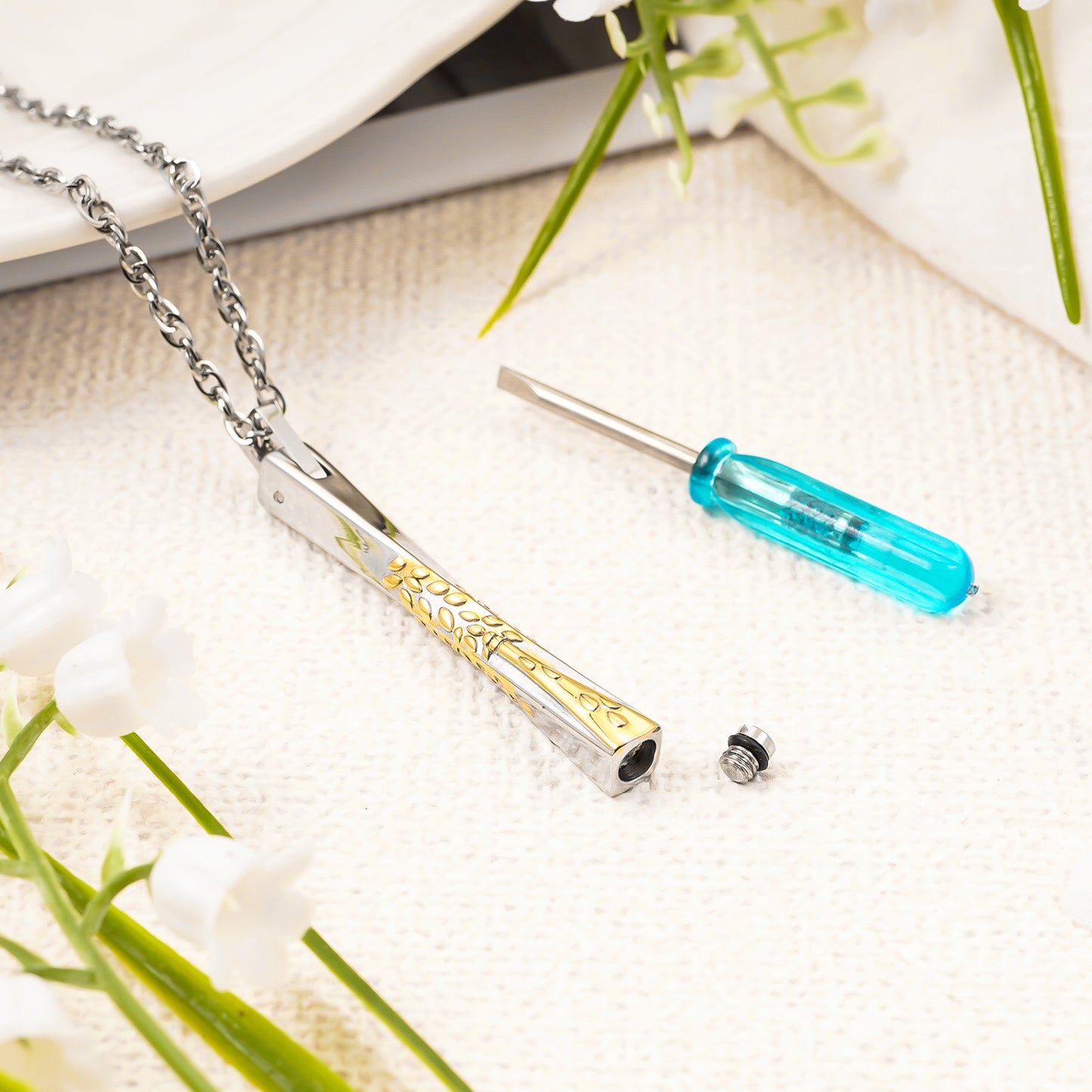 Menorah Bar Cremation Necklace