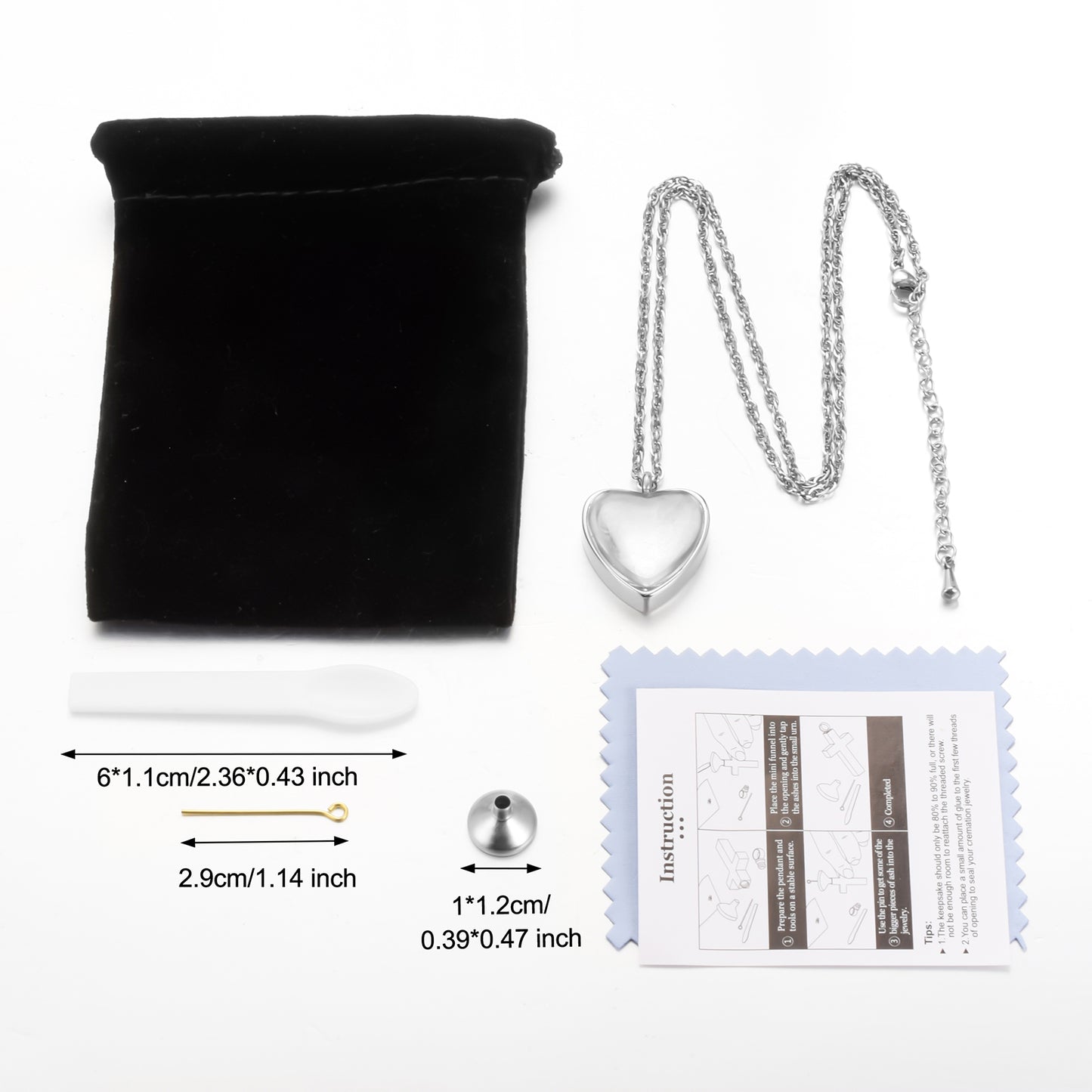 Silver Heart Cremation Jewelry
