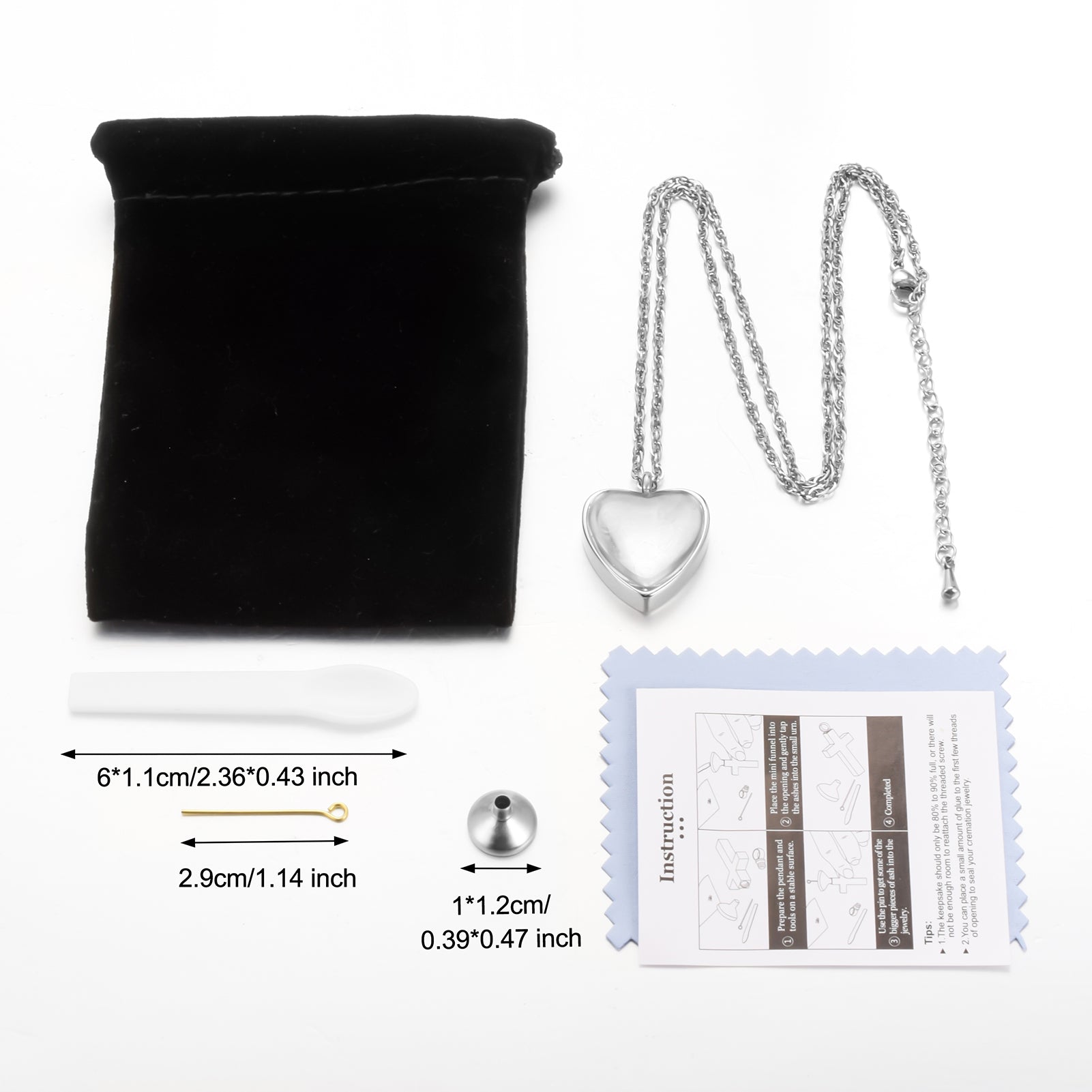 Silver Heart Cremation Jewelry
