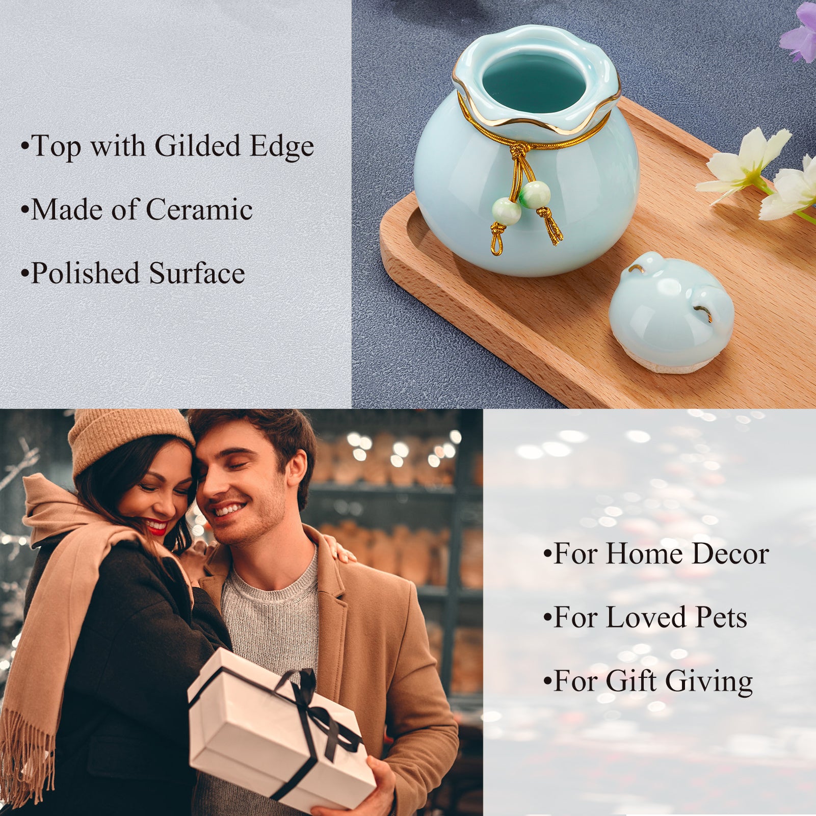 Ceramic Pet Memorial Urn for Cat or Dog