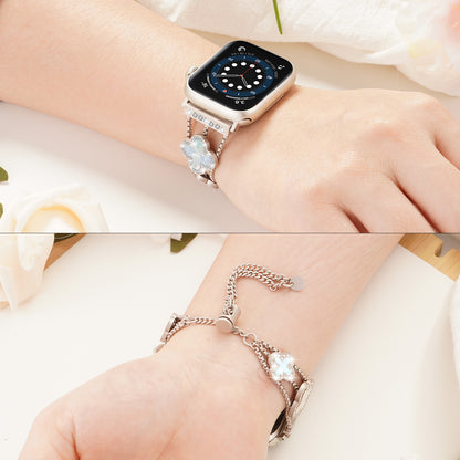 XIUDA Women Flower Stainless Steel IWatch Band