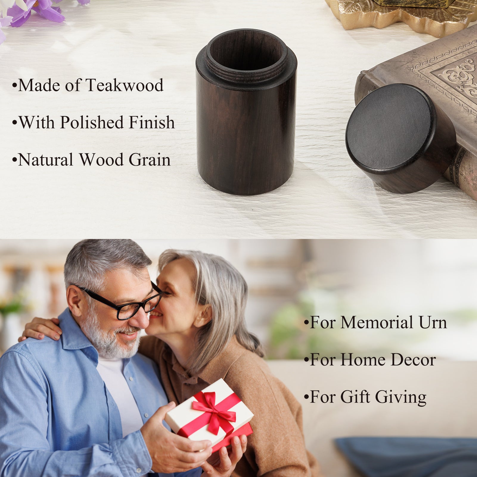 Small Wood Urn for Human Ashes