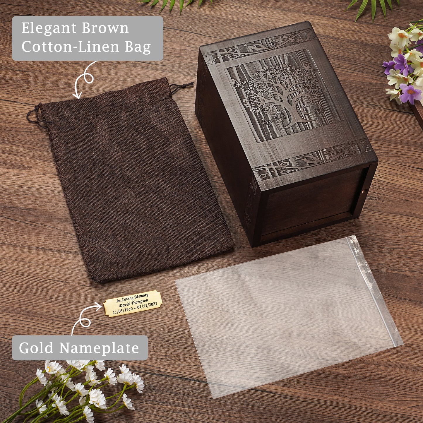 XIUDA Cremation Urns for Human Ashes Adult Male Female, Wooden Tree of Life Medium Keepsake Urns for Ashes, Burial Funeral Memorial Decorative Urns for Men Women Pets Dog Urn- Up to 200 lbs