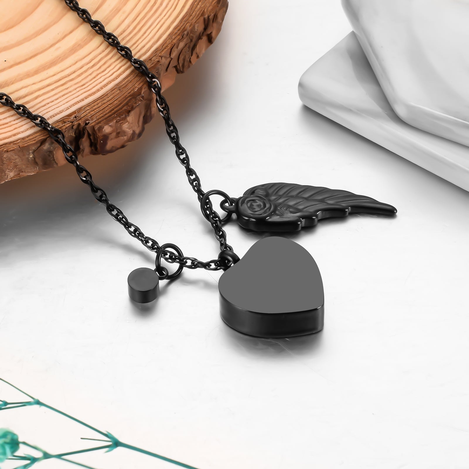 Dark Romantic Heart Memorial Necklace