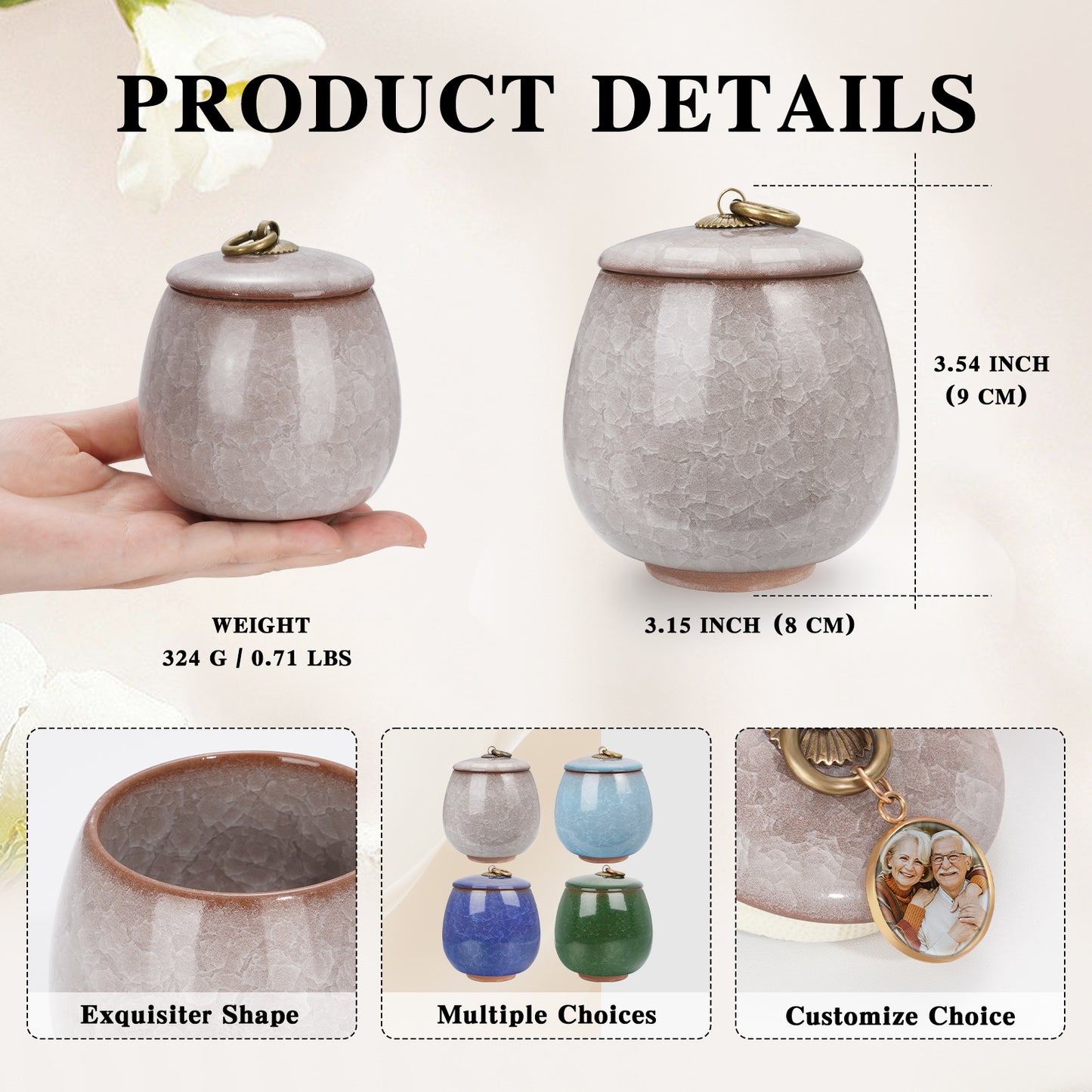 Ceramic Small Keepsake Urn for Human Ashes