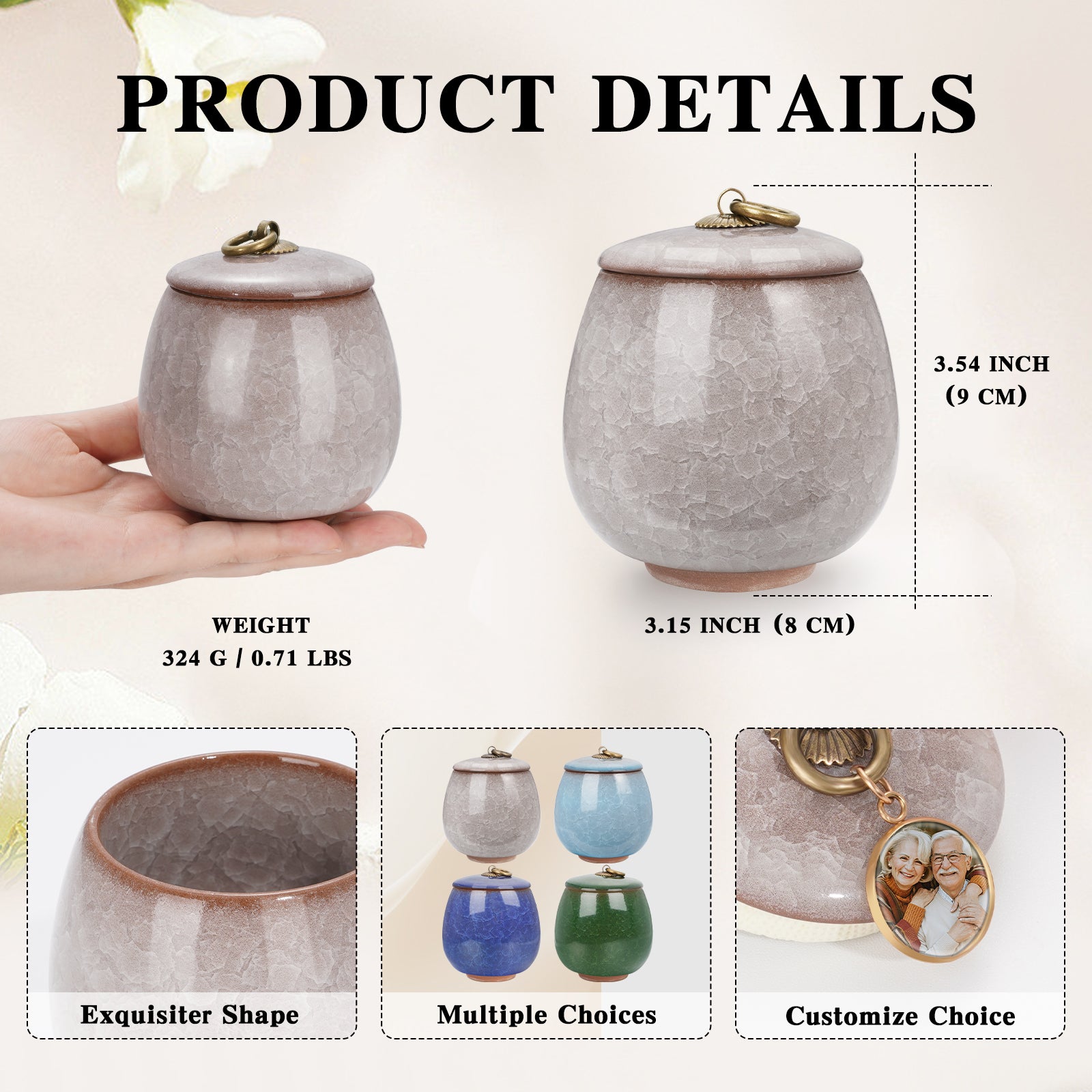 Ceramic Small Keepsake Urn for Human Ashes