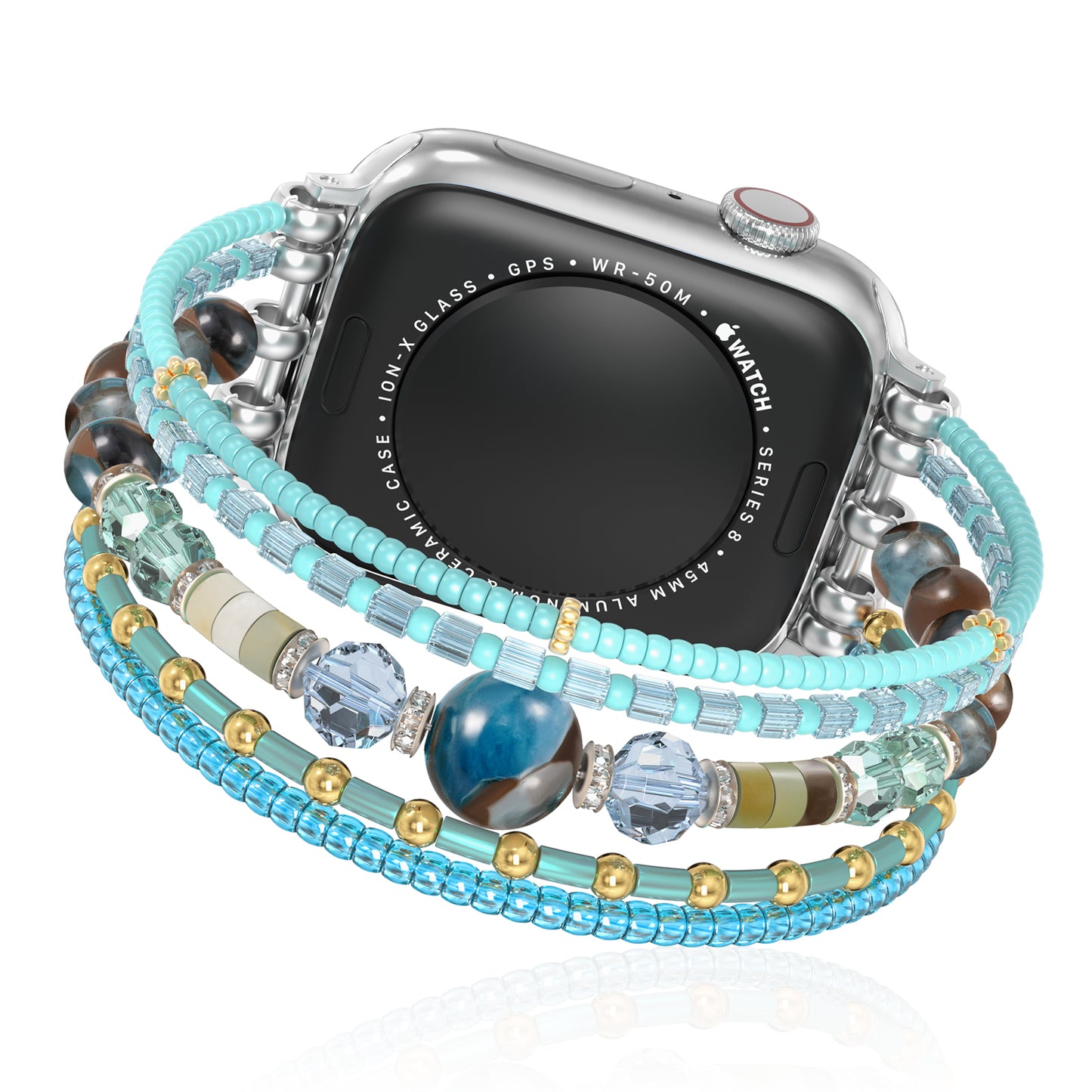 XIUDA Beaded Bracelet Compatible with Apple Watch Band 38-44mm for Women Fashion Elastic Beads Stretch Jewelry Strap Replacement for iWatch