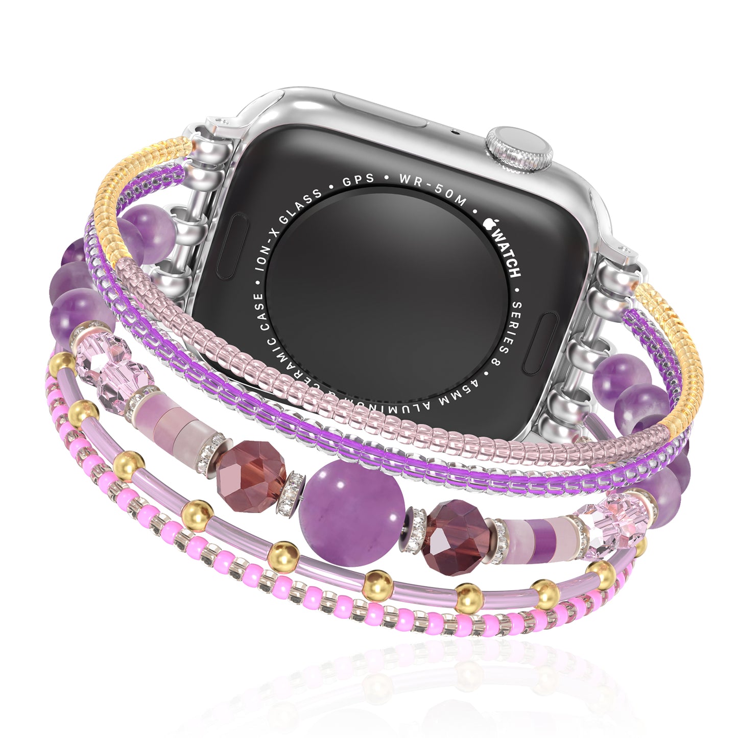 XIUDA Beaded Bracelet Compatible with Apple Watch Band 38-44mm for Women Fashion Elastic Beads Stretch Jewelry Strap Replacement for iWatch