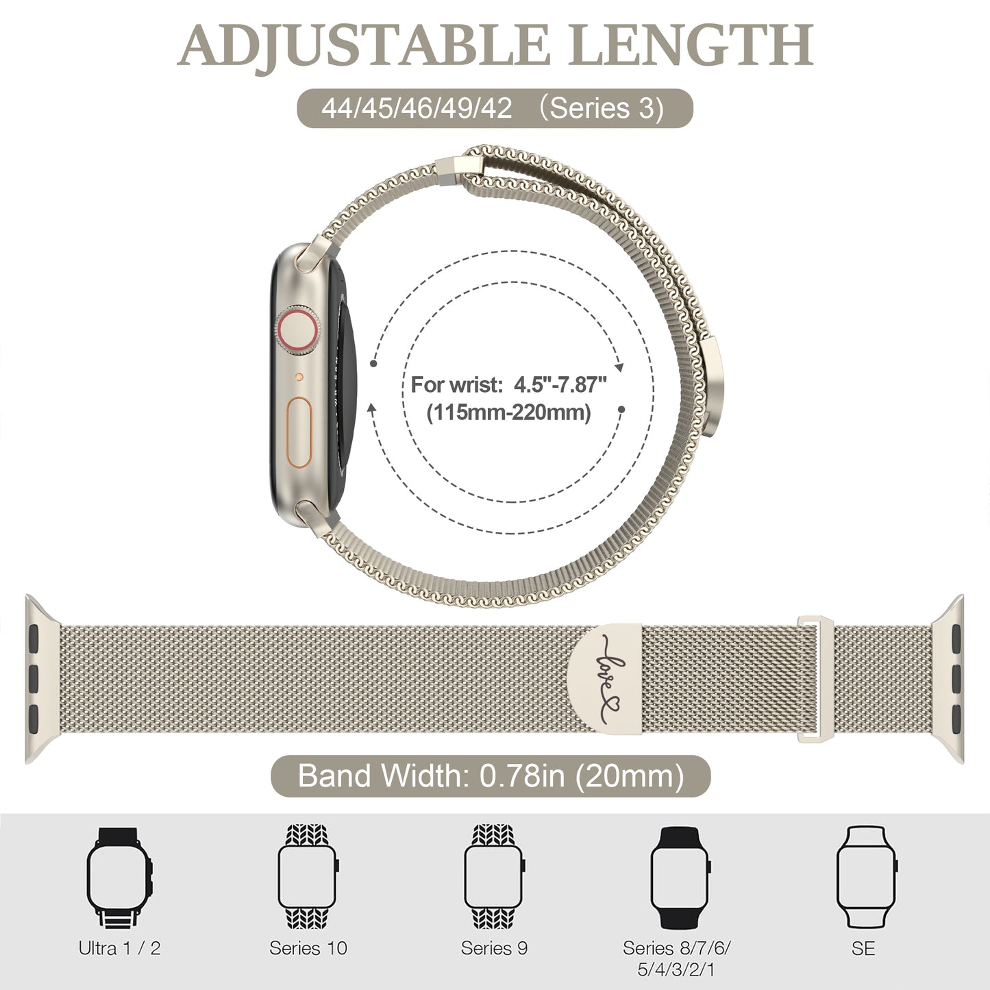 XIUDA Milanese Stainless Steel Magnetic Bands for Men Compatible for Apple Watch 38mm 40mm 41mm 42mm 44mm 45mm 46mm