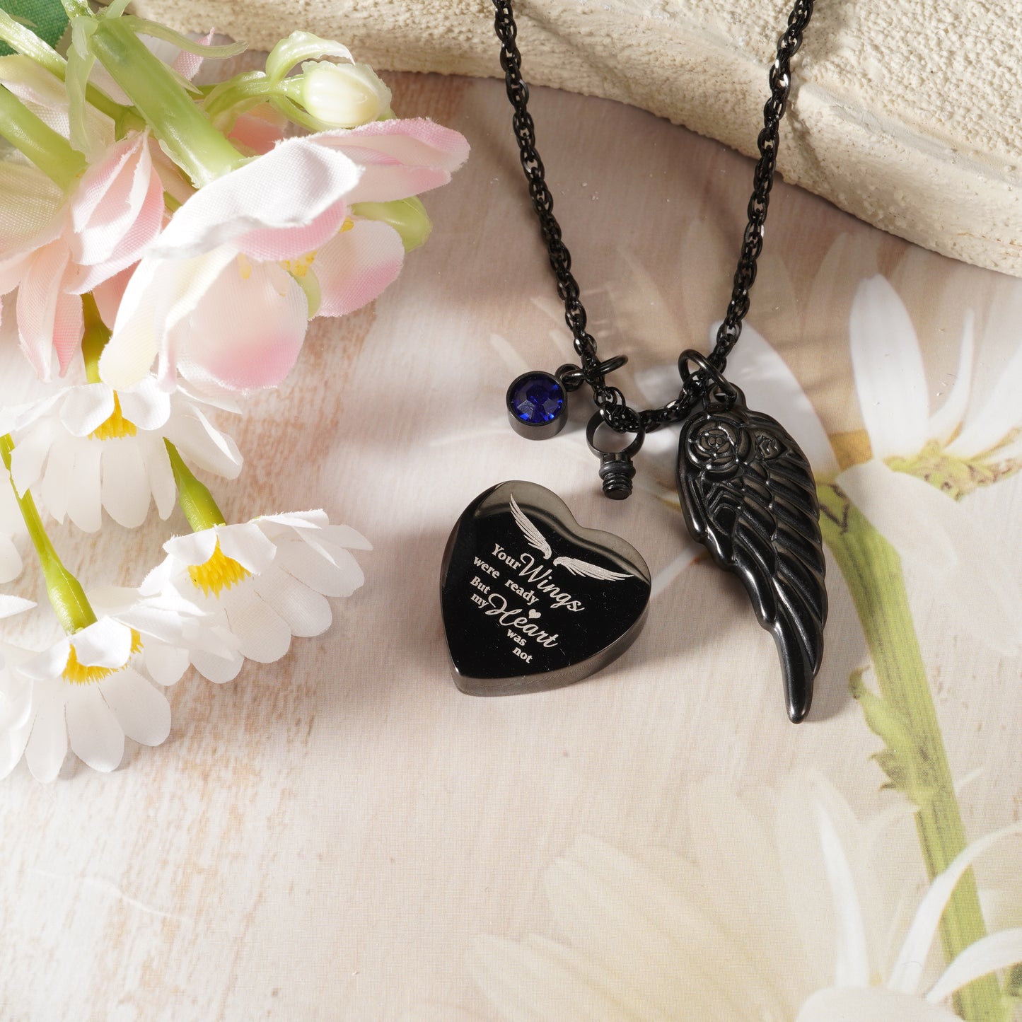 Black Heart Memorial Urn Pendant
