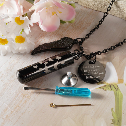 Black Cylindrical Memorial Pendant