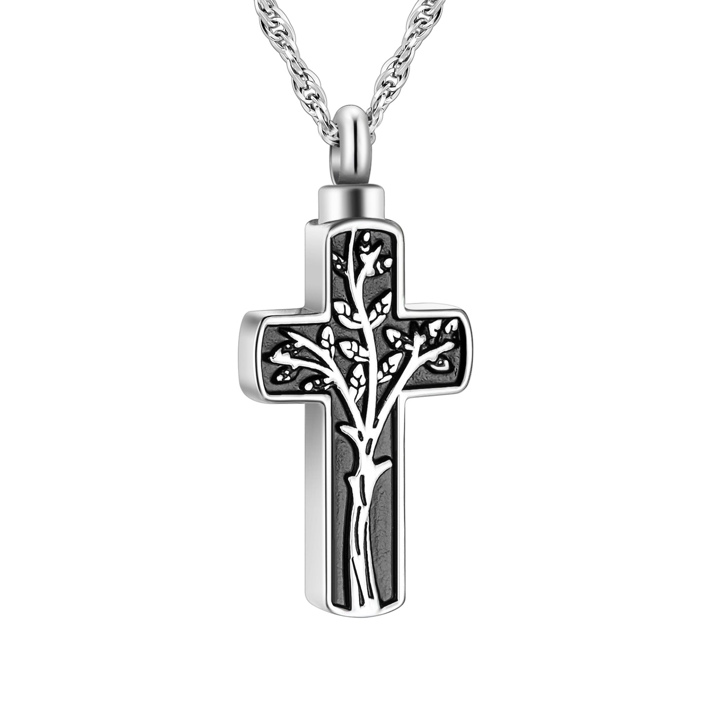 Cross Memorial Pendant with Tree Design