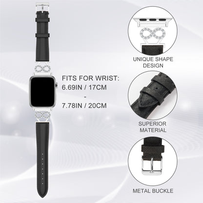 XIUDA Genuine Leather Band Compatible with Apple Watch Women  8-Shaped Metal Crown for iWatch