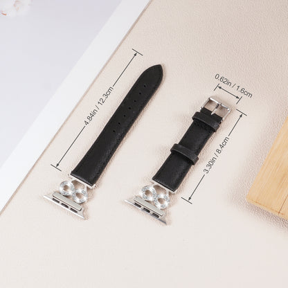 XIUDA Genuine Leather Band Compatible with Apple Watch Women  8-Shaped Metal Crown for iWatch