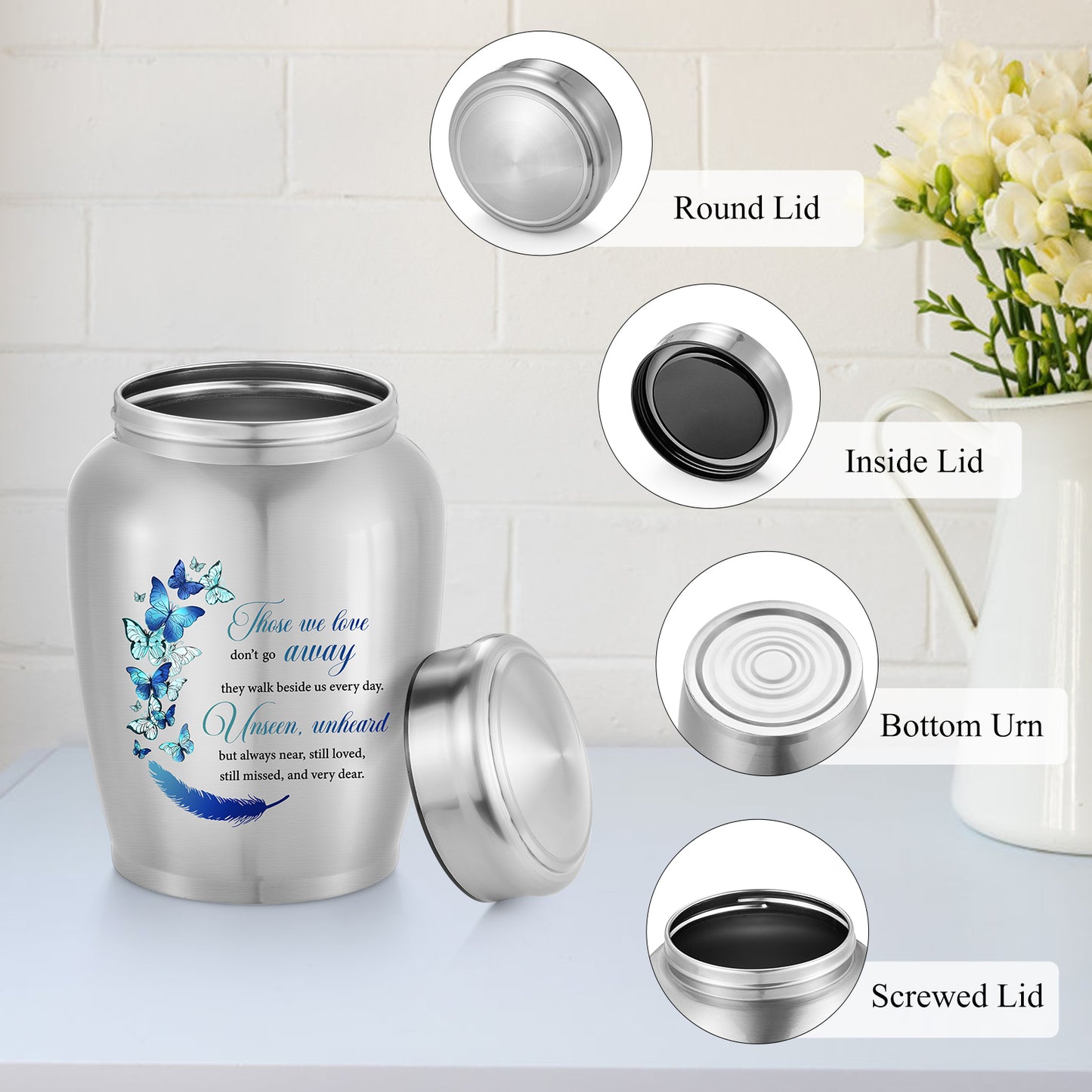 Stainless Steel Large Urn for Human Ashes