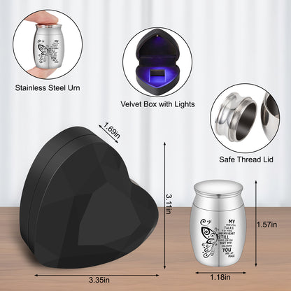 XIUDA Mini Urn for Human Ashes, 1.57 Inches Small Stainless Steel Urn with Heart Gift Box