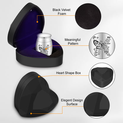 XIUDA Mini Urn for Human Ashes, 1.57 Inches Small Stainless Steel Urn with Heart Gift Box
