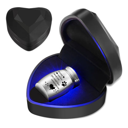 XIUDA 1.57 inch Mini Cat Cremation Urn for Ashes, Pet Paw Stainless Steel Memorial Ashes Holder with Heart Box