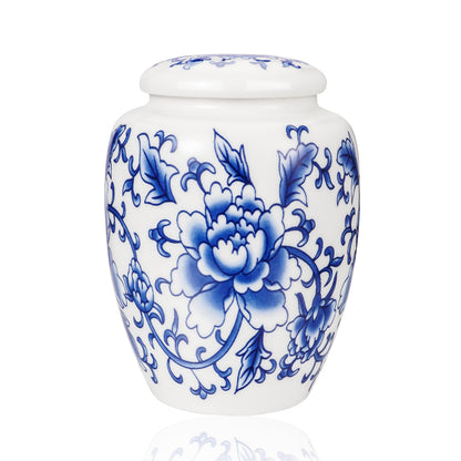 Ceramic Mini Urns Blue and White Porcelain Cremation Keepsake Urn