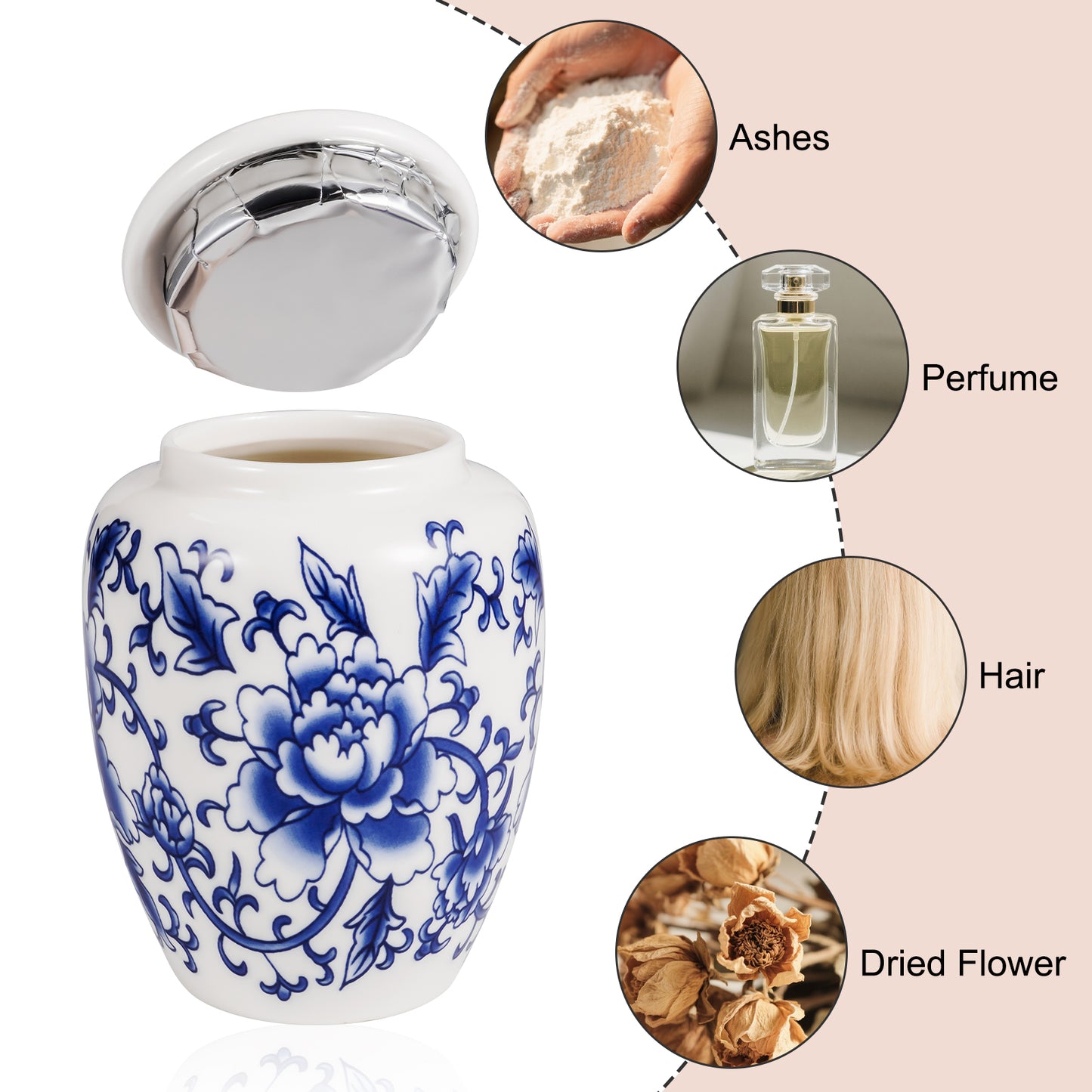 Ceramic Mini Urns Blue and White Porcelain Cremation Keepsake Urn