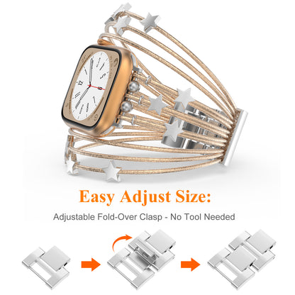 XIUDA Boho Leather Bracelet Compatible for Apple Watch Band