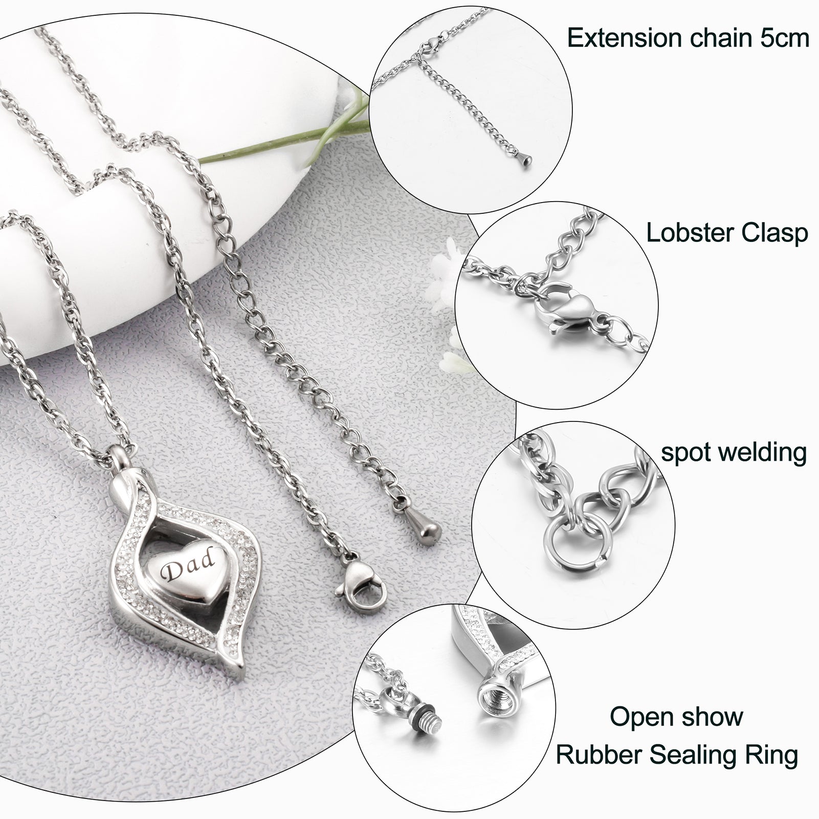 Urn Cremation Necklace for Mom/ Dad