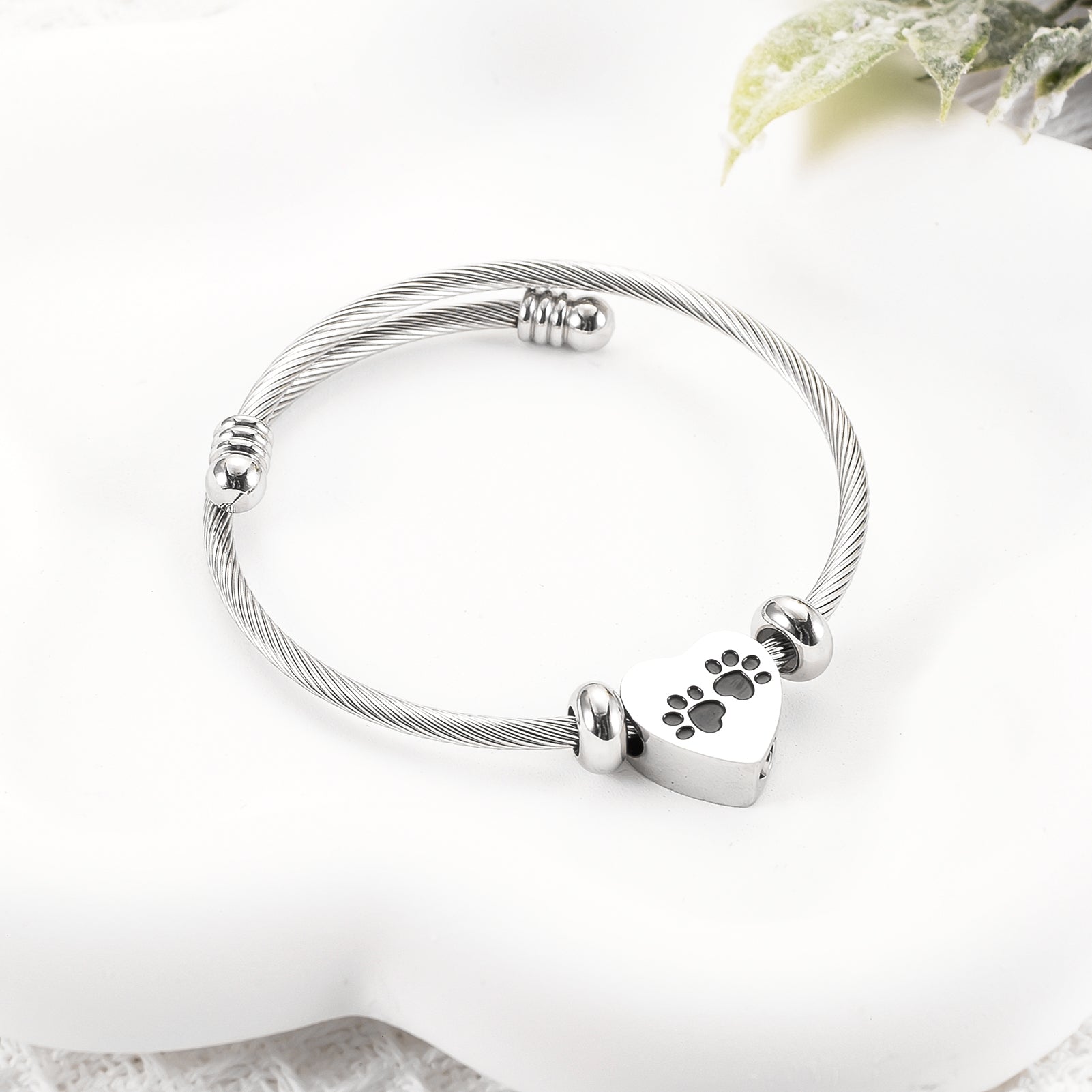 Heart and Paws Cremation Bracelet for Ashes